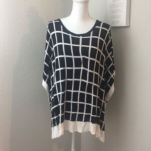 Mud Pie Black & White Checkered Poncho